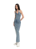 Volcano Draped Halter Maxi Dress