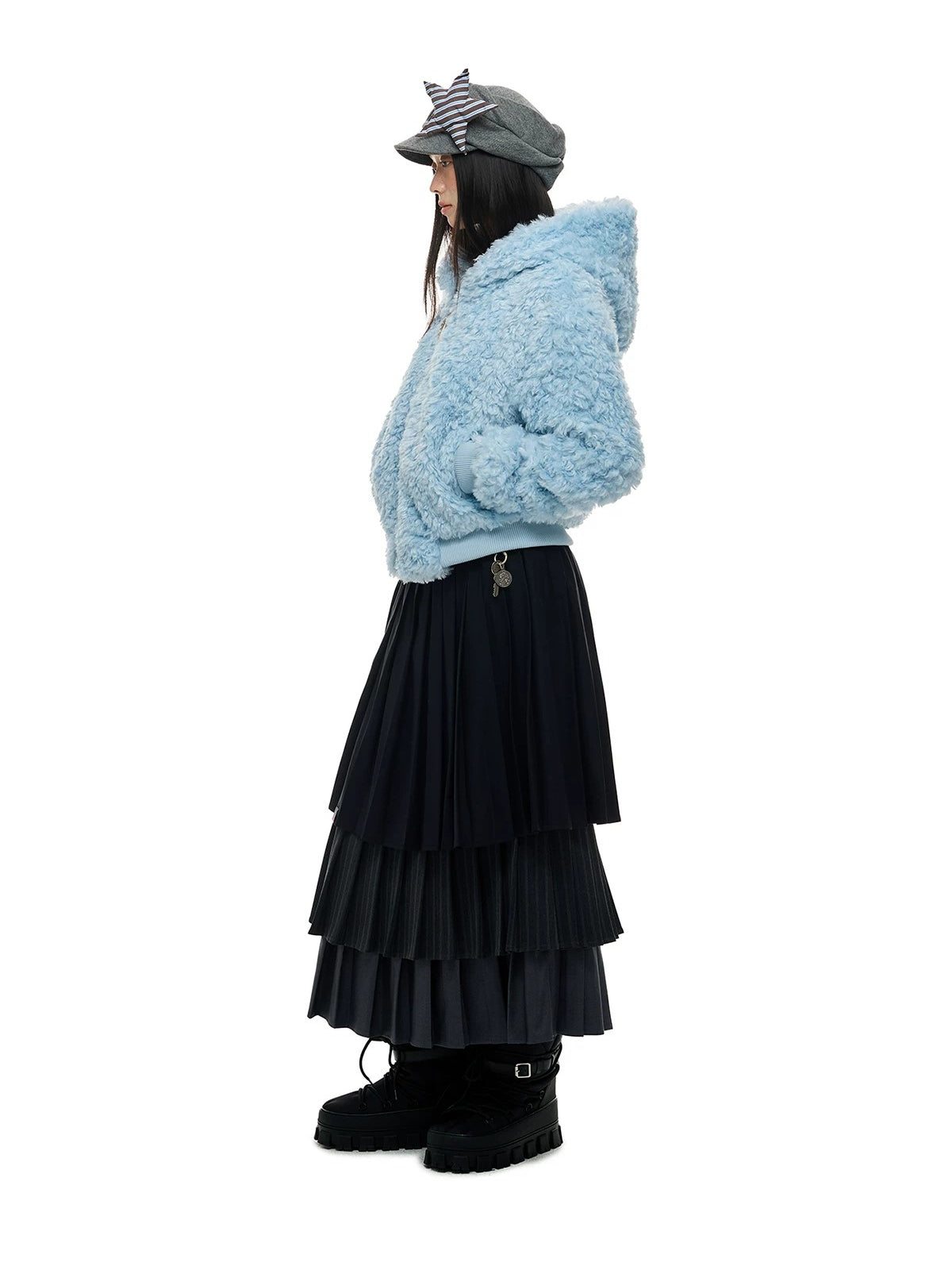 Faux Wool Hooded Short Coat