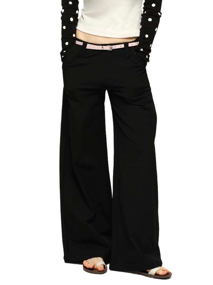 Black Mid-Rise Straight Trousers