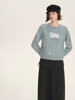 Wool Blend Sheep Embroidered Sweater