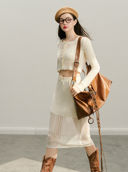 Beige Knitted Lightweight Cardigan