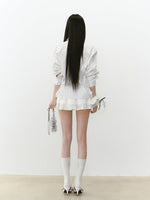 Waist-Cinched Layered Sunshade Short Shirt