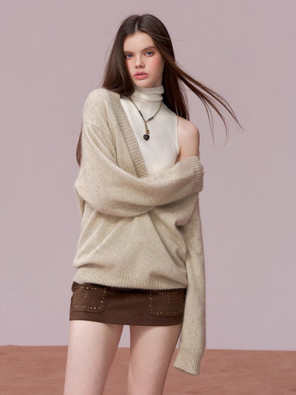 V-Neck Ribbed Knit Sweater