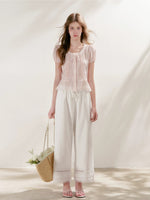 Lace Trim Cropped Pants