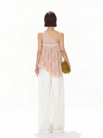 Mesh One-Shoulder Lace Top