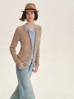 Contrast Layered Wool Blend Cardigan