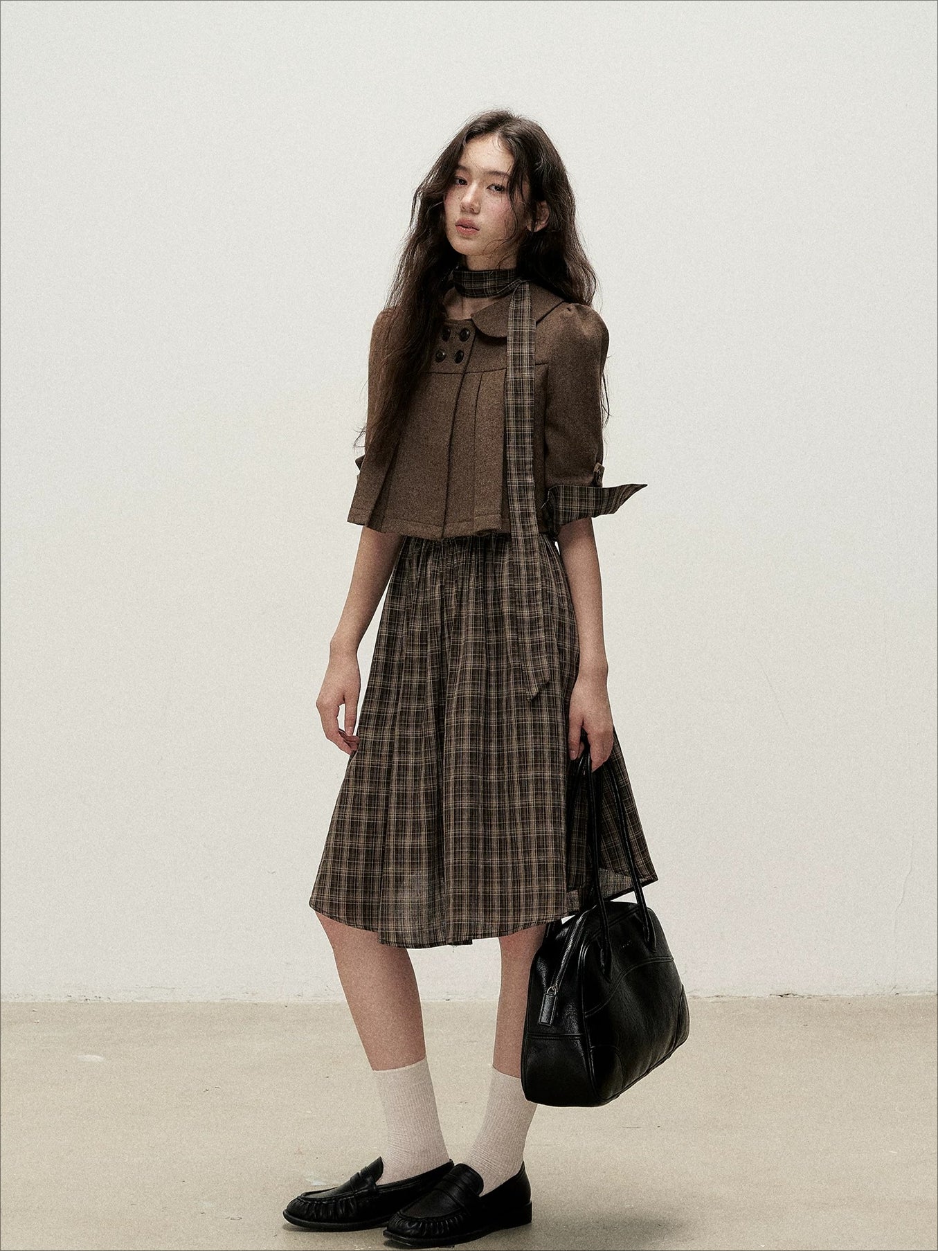 Plaid Cowl Dress