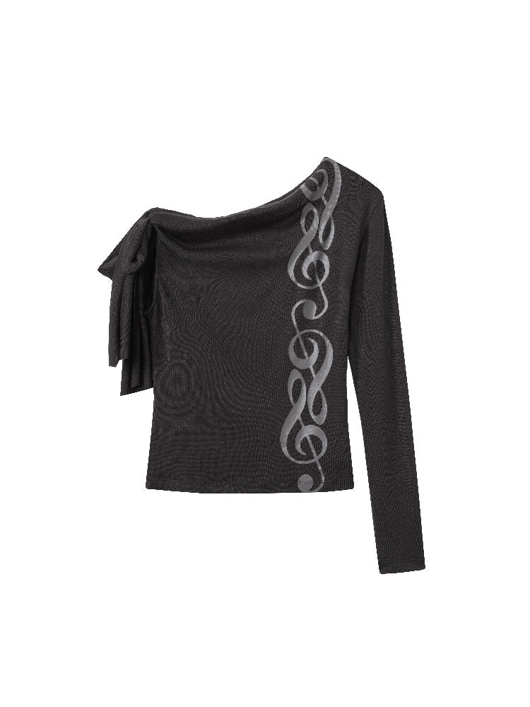 Black Asymmetric Lace-Up Top