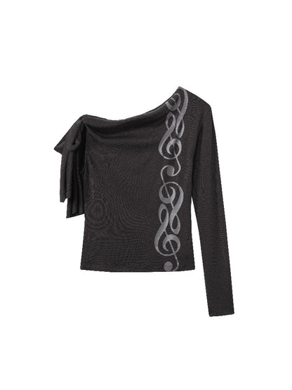 Black Asymmetric Lace-Up Top