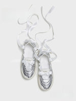 Silvery Ballet Bow Flats