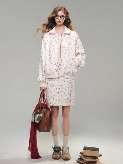 Rose Printed Sweatshirt Set