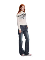 Chain Rivet Flared Denim Jeans