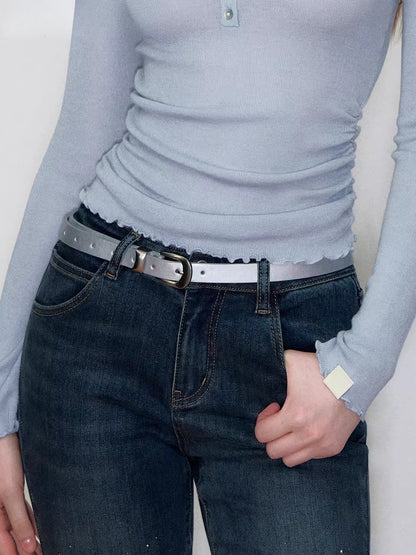 Glossy Thin Leather Belt