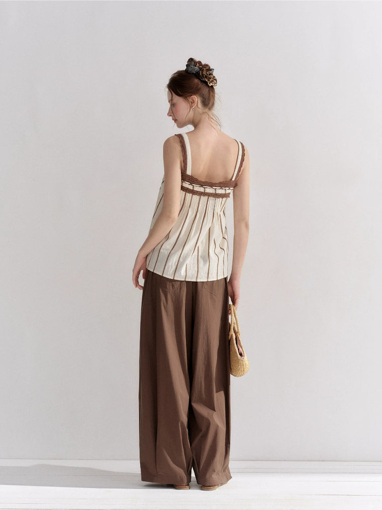 Lace Trim Striped Cami