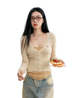 Contrast V-Neck Knit Sweater