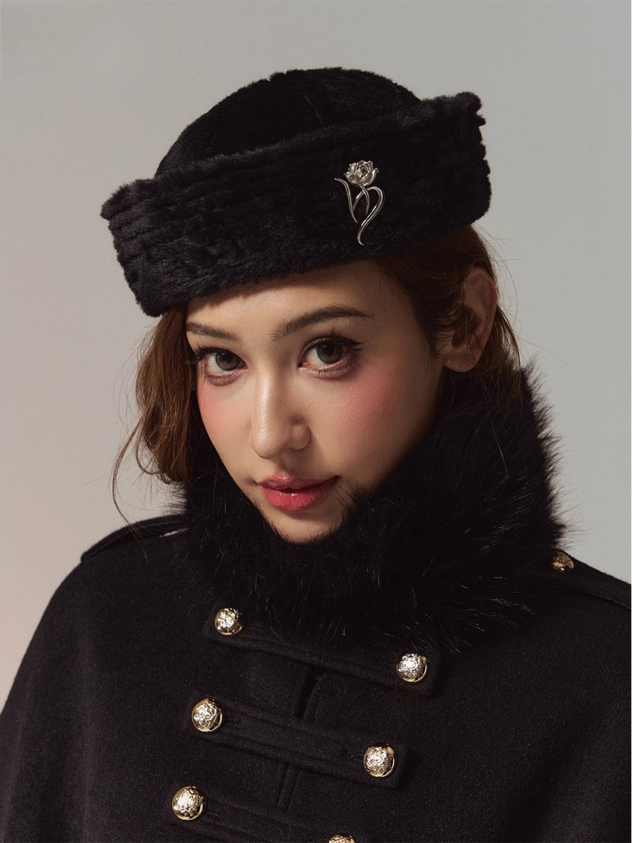 Cozy Plush Faux-Rabbit-Fur Fold-Brim Bucket Hat