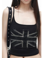 Cross Backless Rhinestone Tank Top