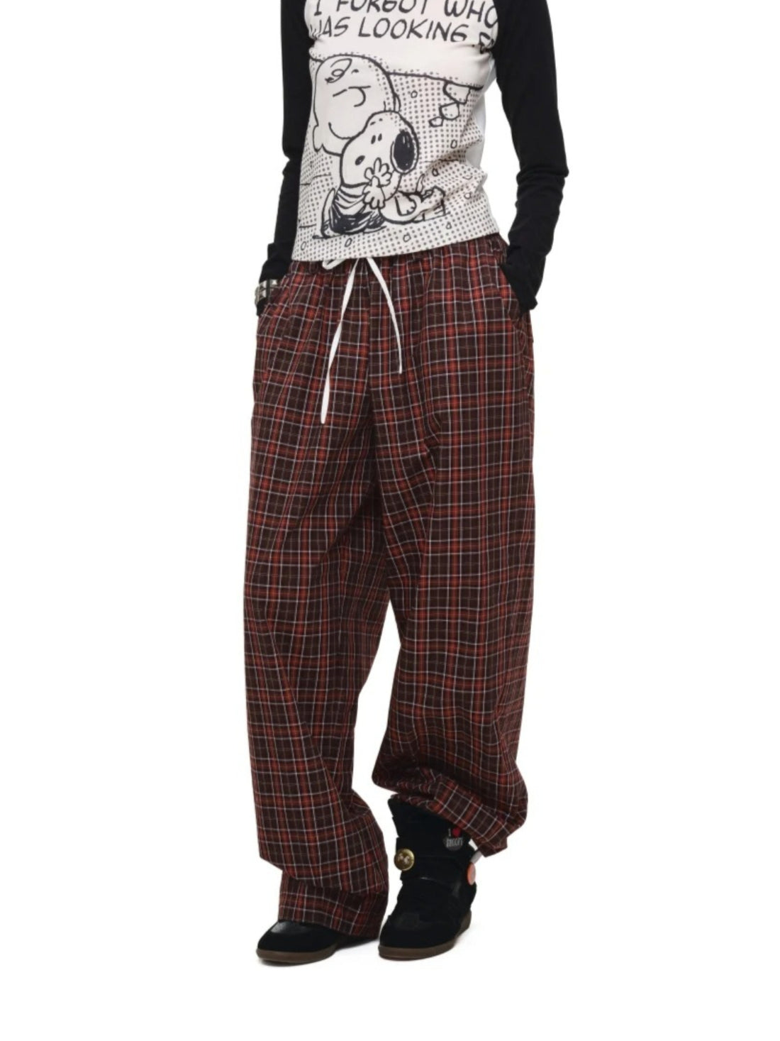 Contrast Embroidered Wide-Leg Pants