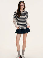 Linen Stripe Lace Top