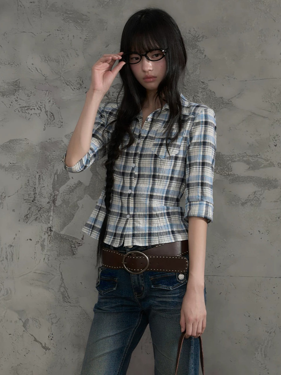 Plaid Ruched Shirt
