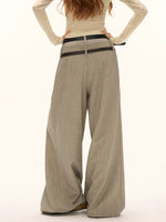 Double Waist Straight Leg Trousers