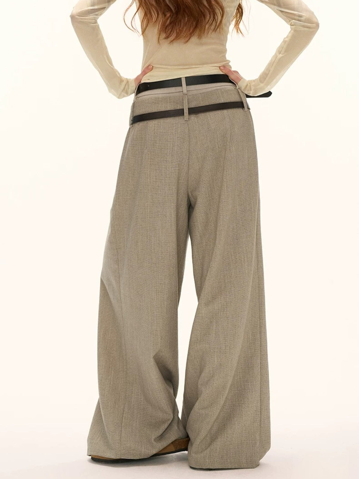 Double Waist Straight Leg Trousers