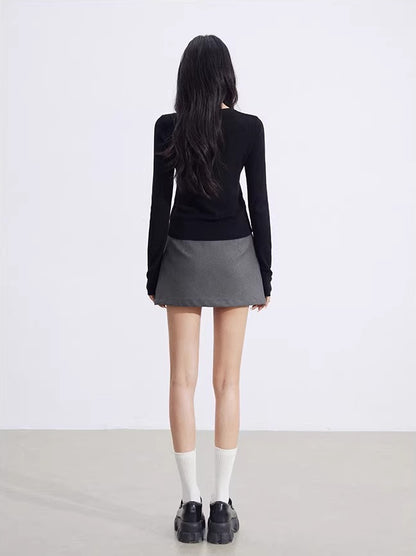 Black &amp; Beige Rhinestone Knit Top