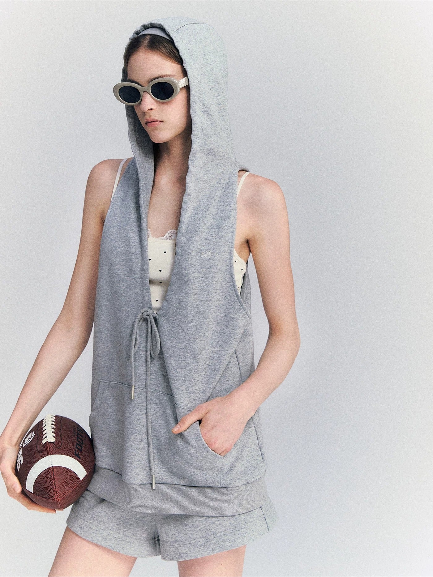 Hooded Vest Shorts Set