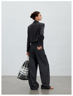 Gray Cropped Suit Set