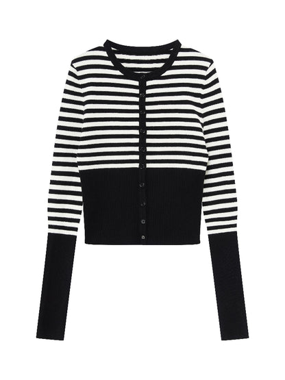 Stripe Wool Knit Cardigan
