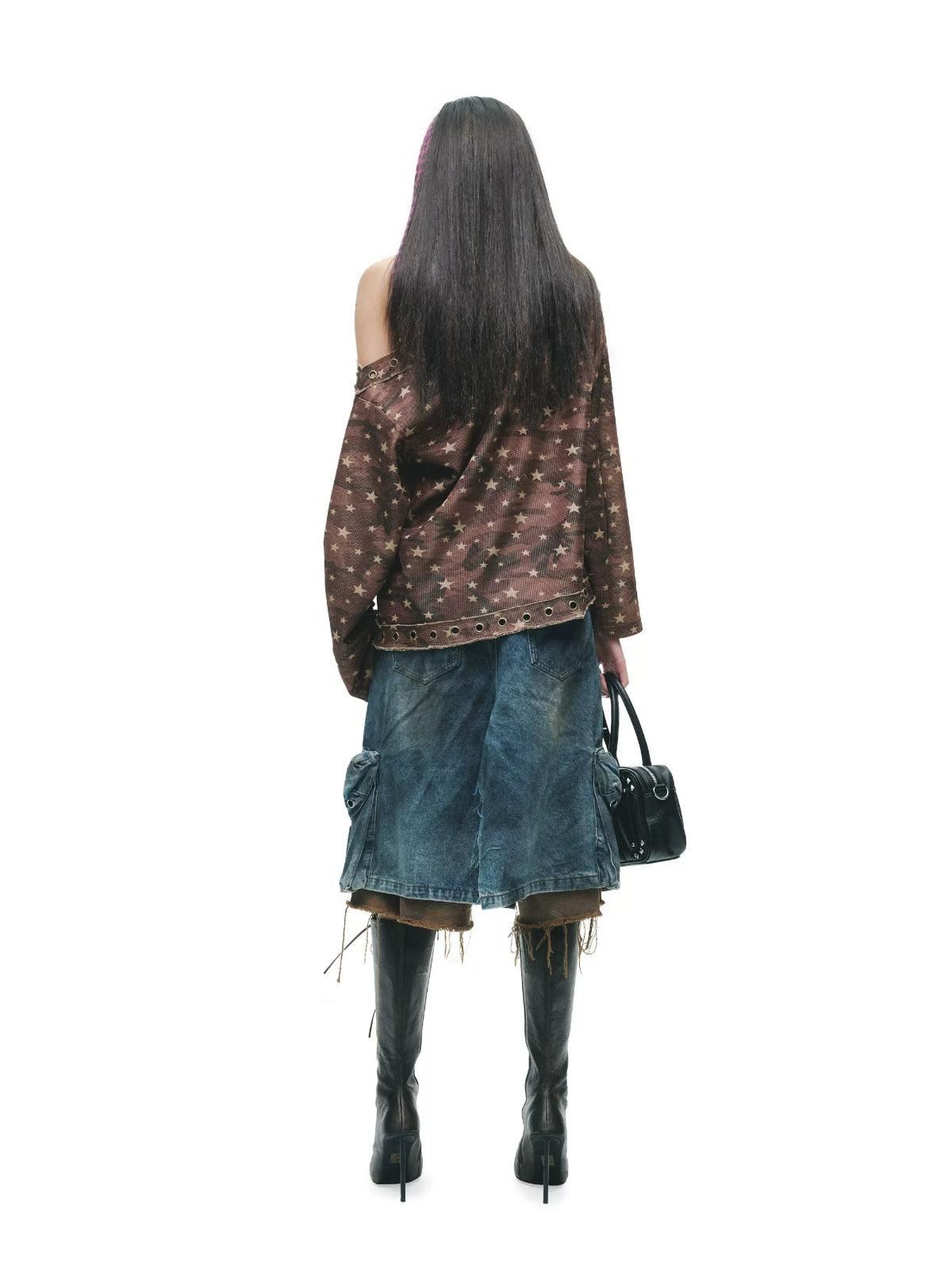 Distressed Gothic Eyelet Camo T-Shirt