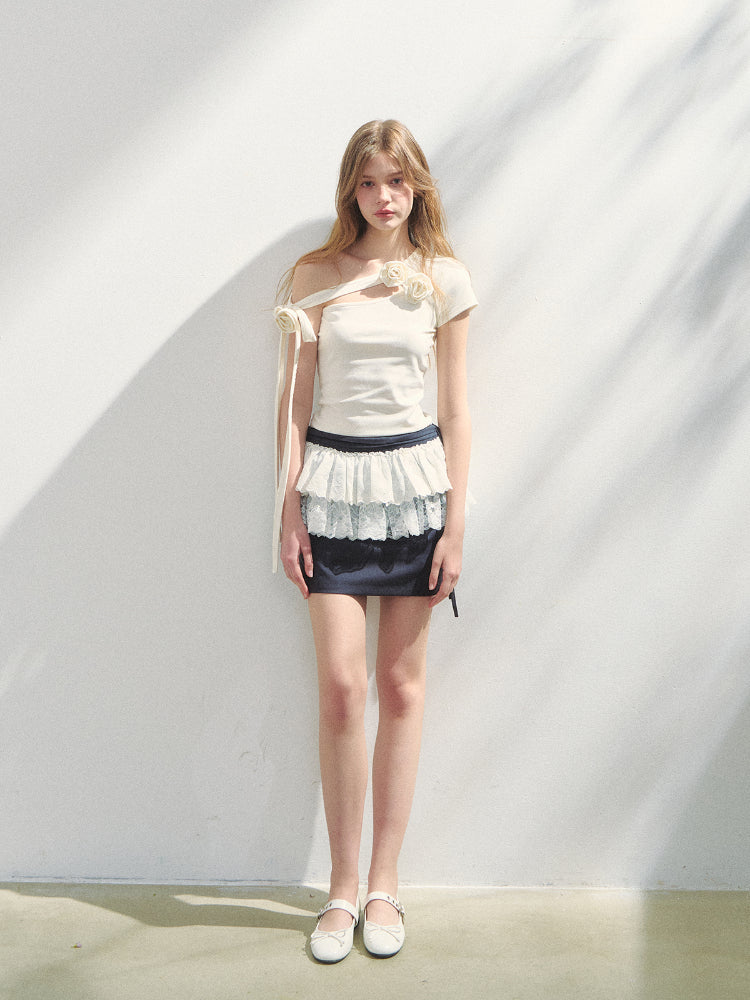 Mock Two-Piece Dark Grey Versatile Skirt