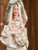 Handmade Bunny Print Bow Tote Bag