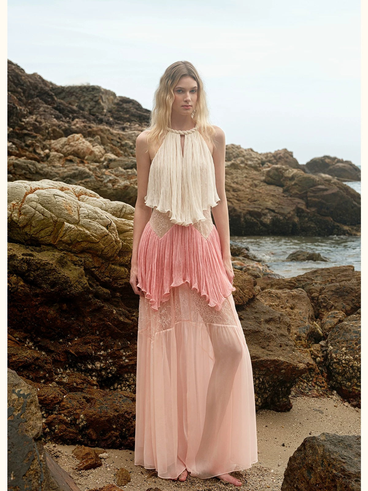 Laguna Lace Halter Maxi Dress
