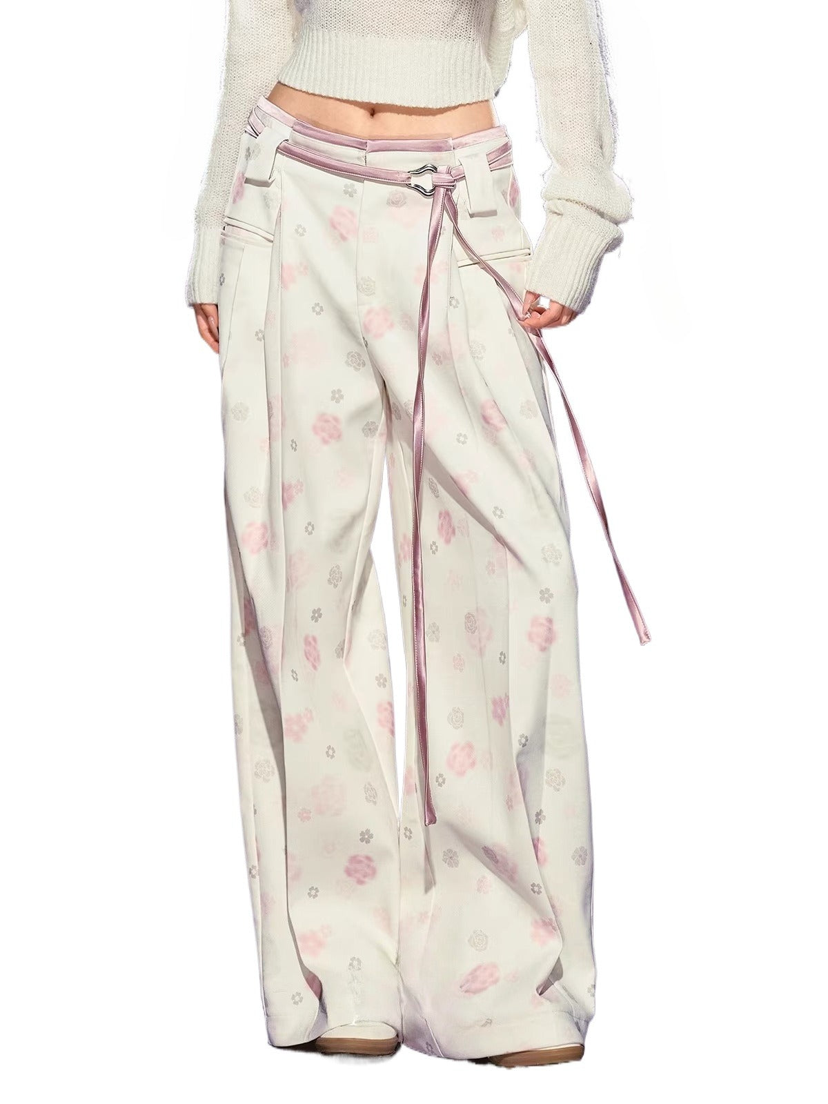 Floral Printed Satin Trousers