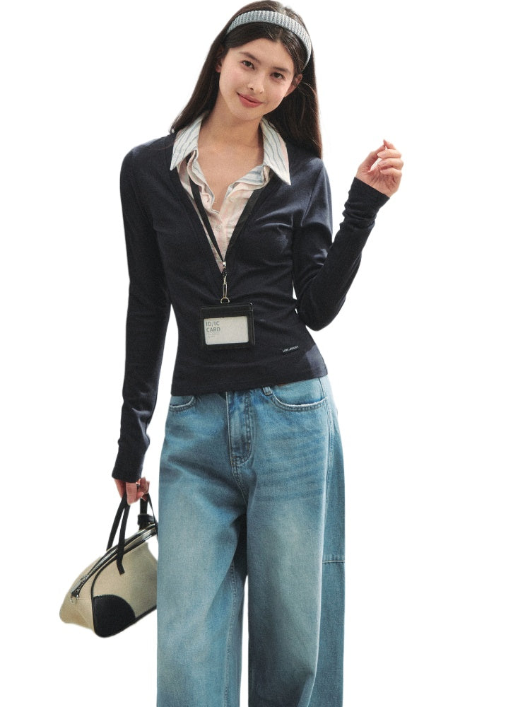 Fake Three-piece Contrast Color Polos