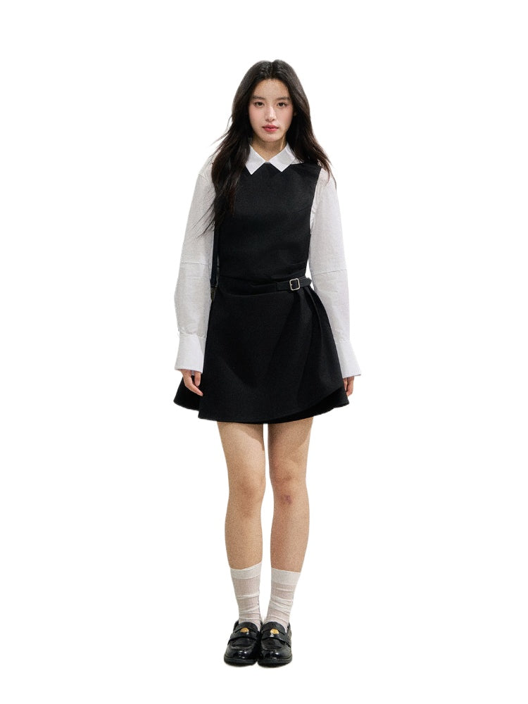 Fake Two-piece Checked Shirt Dress