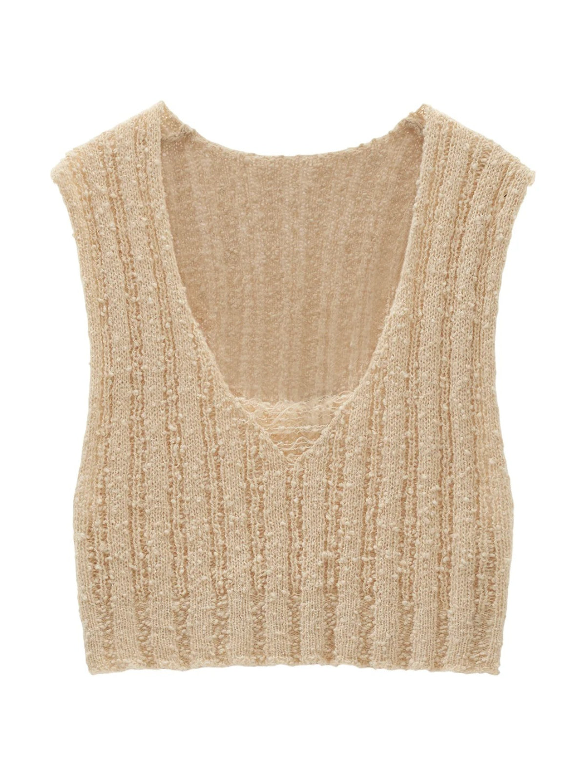 Textured Boucle U-Neck Knit Vest