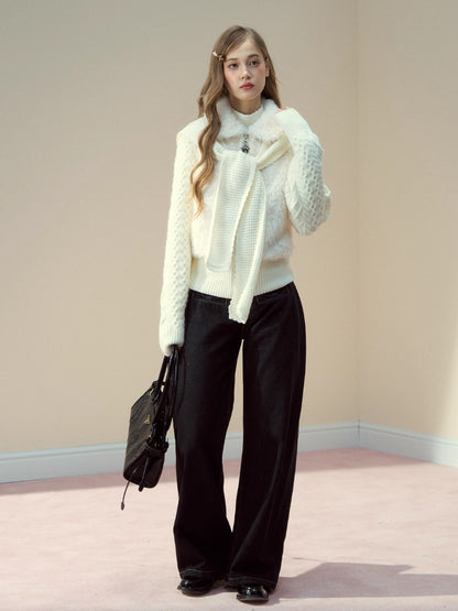 Peter Pan Collar Fleece-Lined Faux-Fur Paneled Jacket