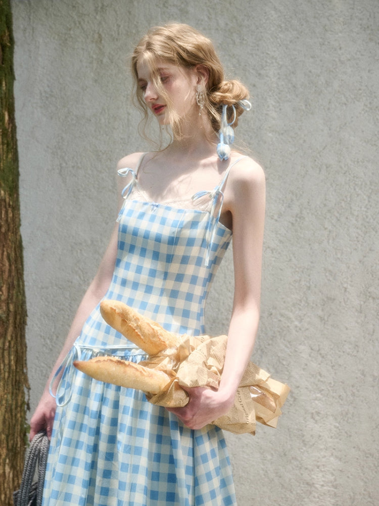 Lace Fake Two-Piece Pleated Patchwork Dress