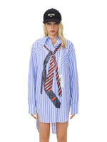 Tie Print Hooded Shirt
