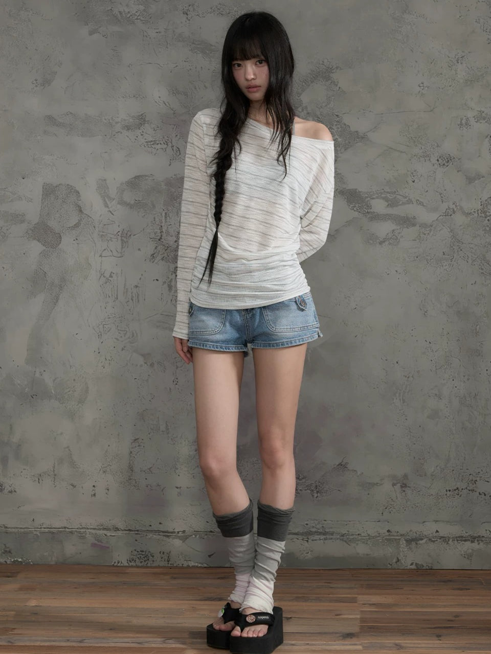 Washed Denim Shorts
