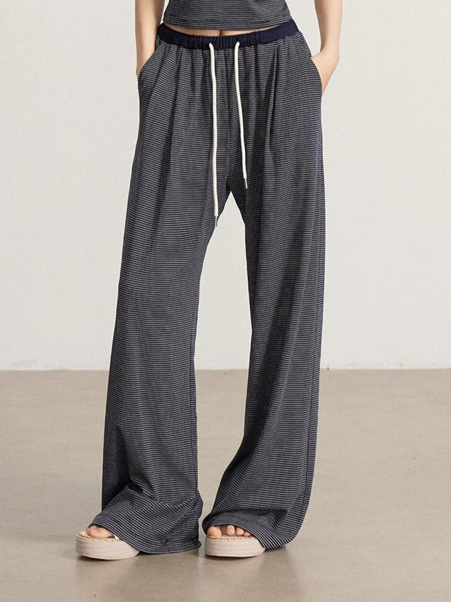 Navy &amp; Gray Striped Tank Pants Set