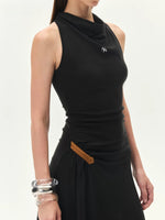 Halter Draped Wool Dress