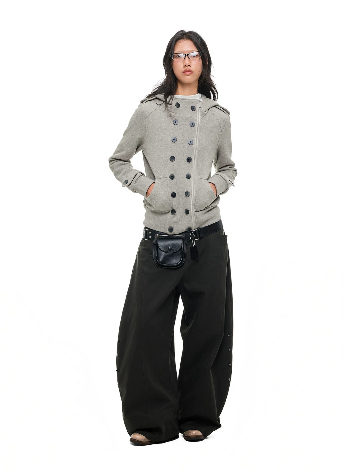 Double-Breasted Utility Cropped Jacket