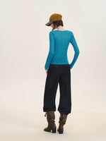 Ribbed Henley Long Sleeve Top