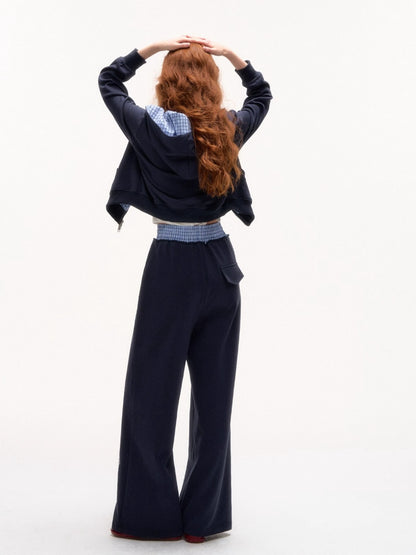 Plaid Patchwork Sweatshirt &amp; Sweatpants Set