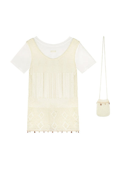 Shell Trim Knit Layered Set