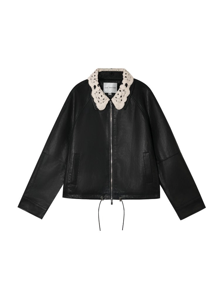 Detachable Collar PU Biker Jacket