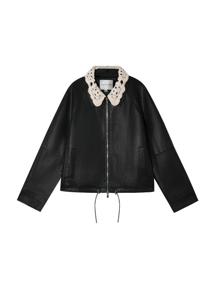 Detachable Collar PU Biker Jacket